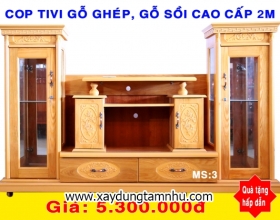 CÓP TIVI GỖ GHÉP PHỦ SỒI 2M