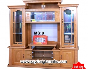 TỦ TIVI GỖ GHÉP PHỦ SỒI 2M