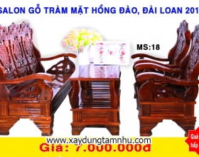 BỘ SALON GỖ TRÀM BÔNG VÀNG MẶT HỒNG ĐÀO- 6 MÓN  - TAY 8 - ĐÀI LOAN MỚI 2018