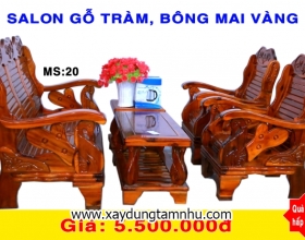 BỘ SALON GỖ TRÀM BÔNG VÀNG 5 MÓN  