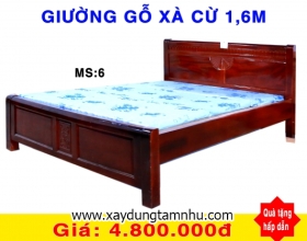 GIƯỜNG GỖ XÀ CỪ  1M6
