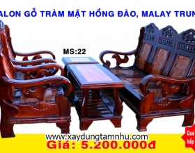 BỘ SALON GỖ TRÀM BÔNG VÀNG MẶT HỒNG ĐÀO - 5 MÓN  - MÃ LAI TRUNG