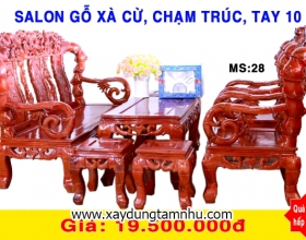 BỘ SALON GỖ XÀ CỪ  - 6 MÓN  -CHẠM TRÚC - TAY 10