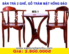 BÀN TRÀ 02 GHẾ - TRÀM BÔNG VÀNG MẶT HỒNG ĐÀO